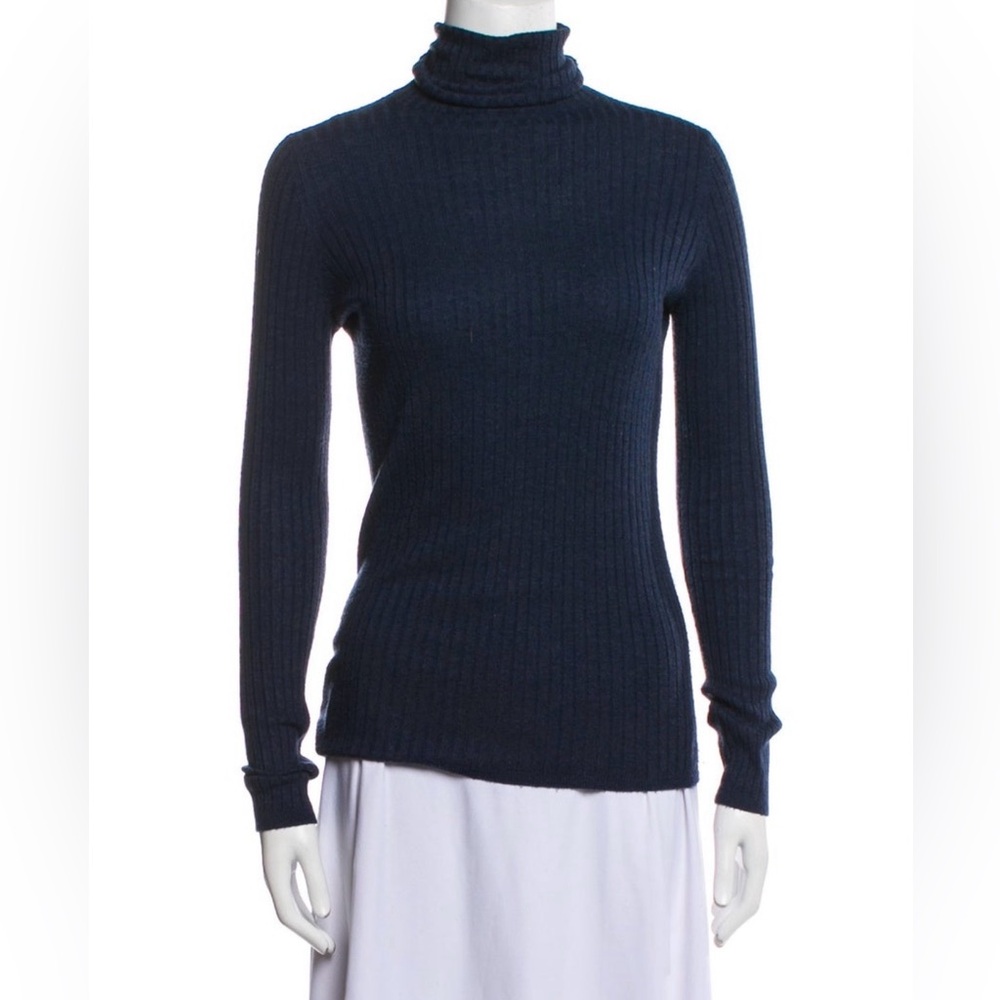 Vince Ribbed Turtleneck Sweater XS Navy Blue Long Sleeve Knit